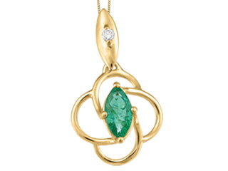 14kt Yellow Gold Floral Emerald Pendant | FIG2099P02
