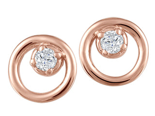 10kt Rose Gold Circle Studs with Diamonds | FIG2581E05