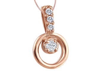 10kt Rose Gold Mini Round Pendant w Diamonds | FIG2581P02