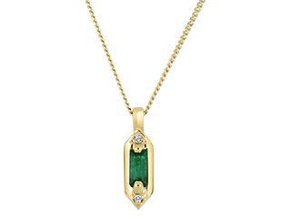 10kt Yellow Gold Geometric Emerald and Diamond Set