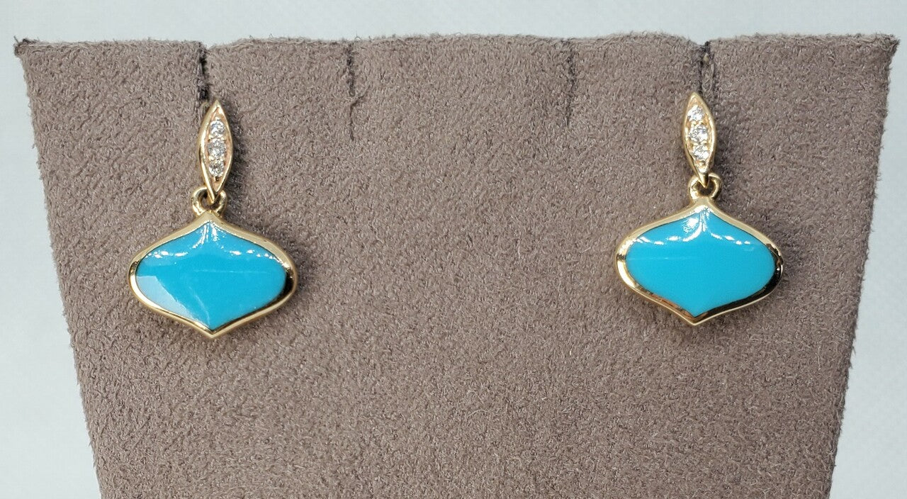 14kt Diamond & turquoise dangle earrings