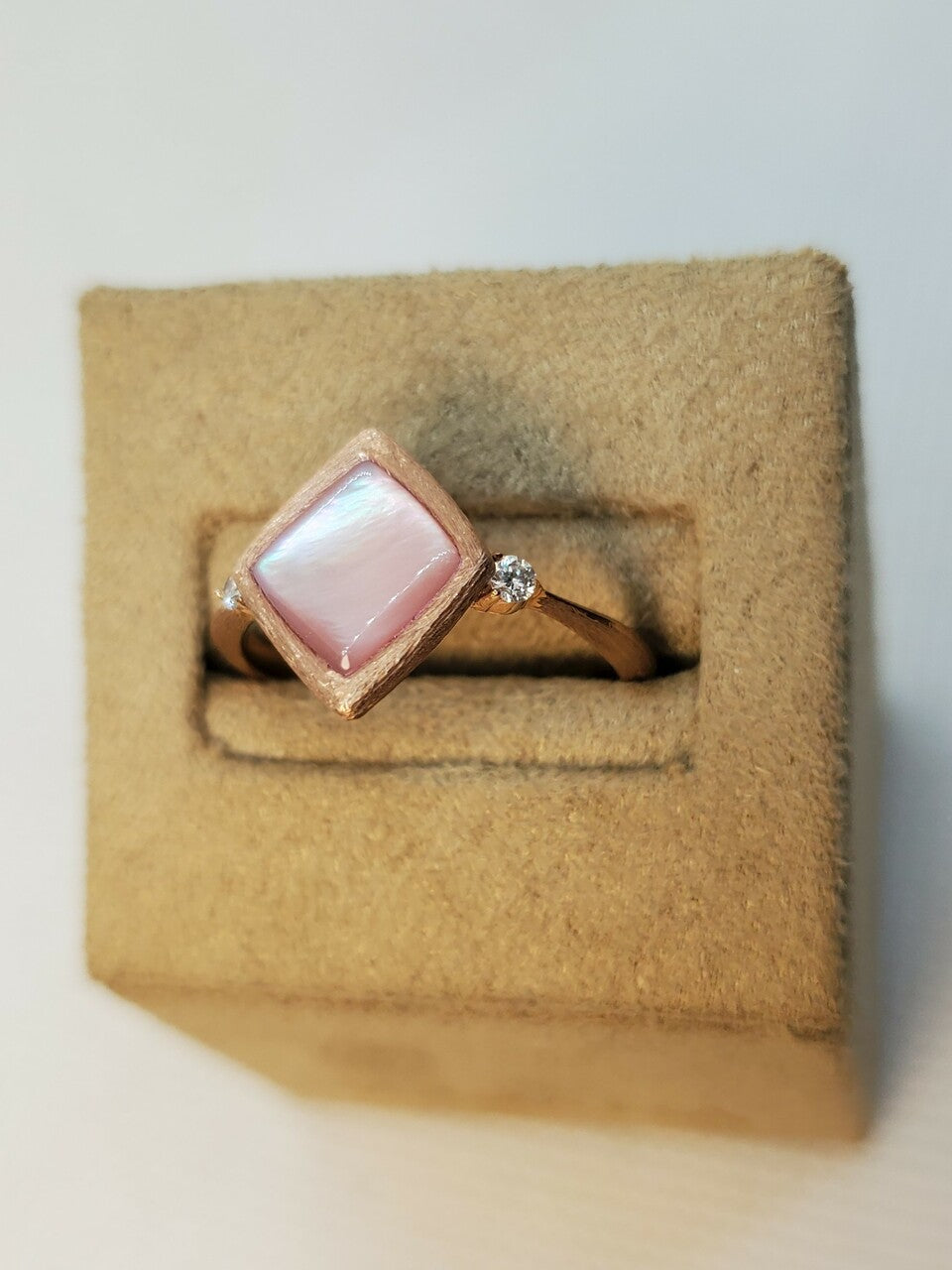Kabana Pink Mother of Pearl Ring with Diamonds