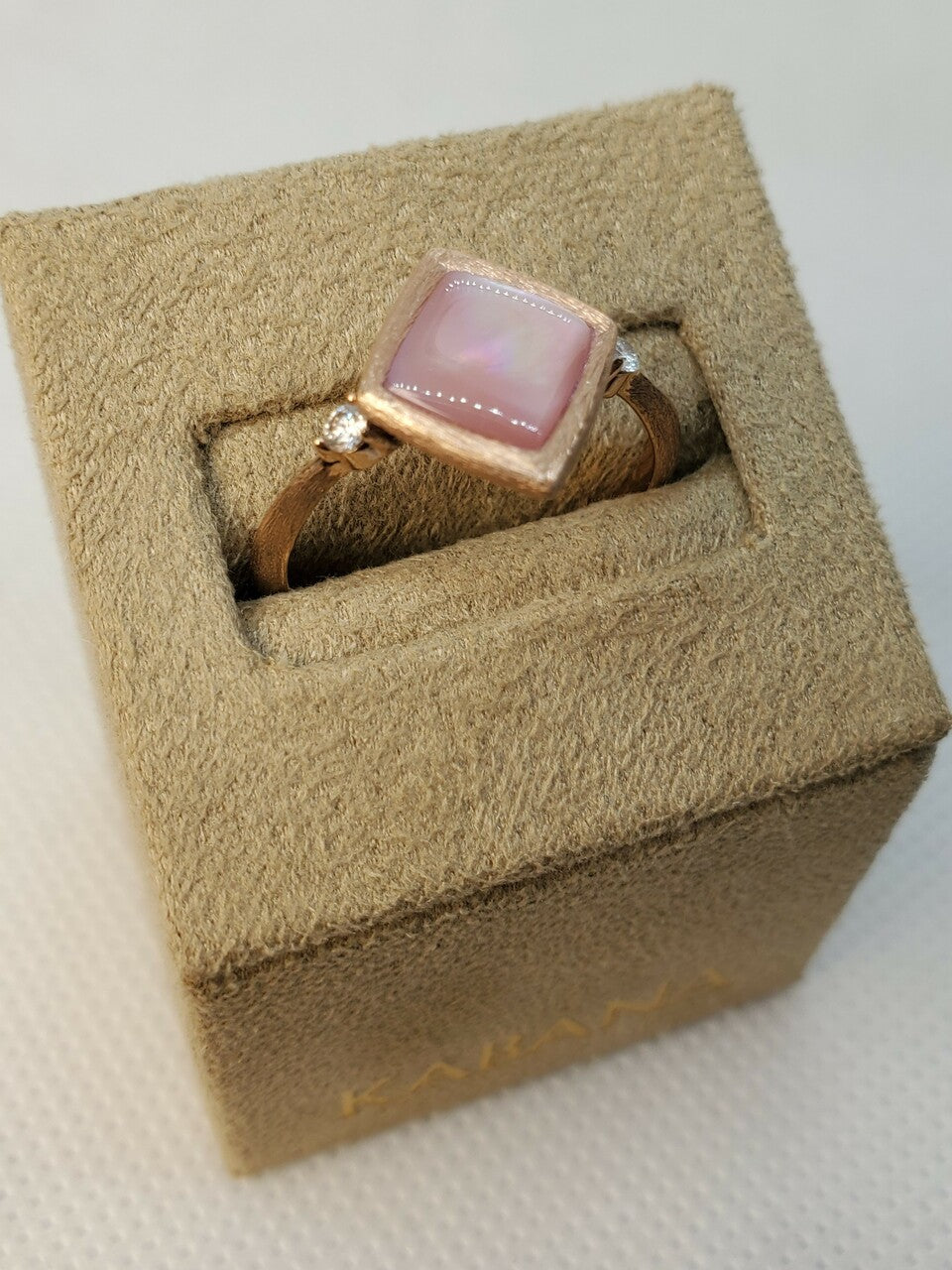 Kabana Pink Mother of Pearl Ring with Diamonds