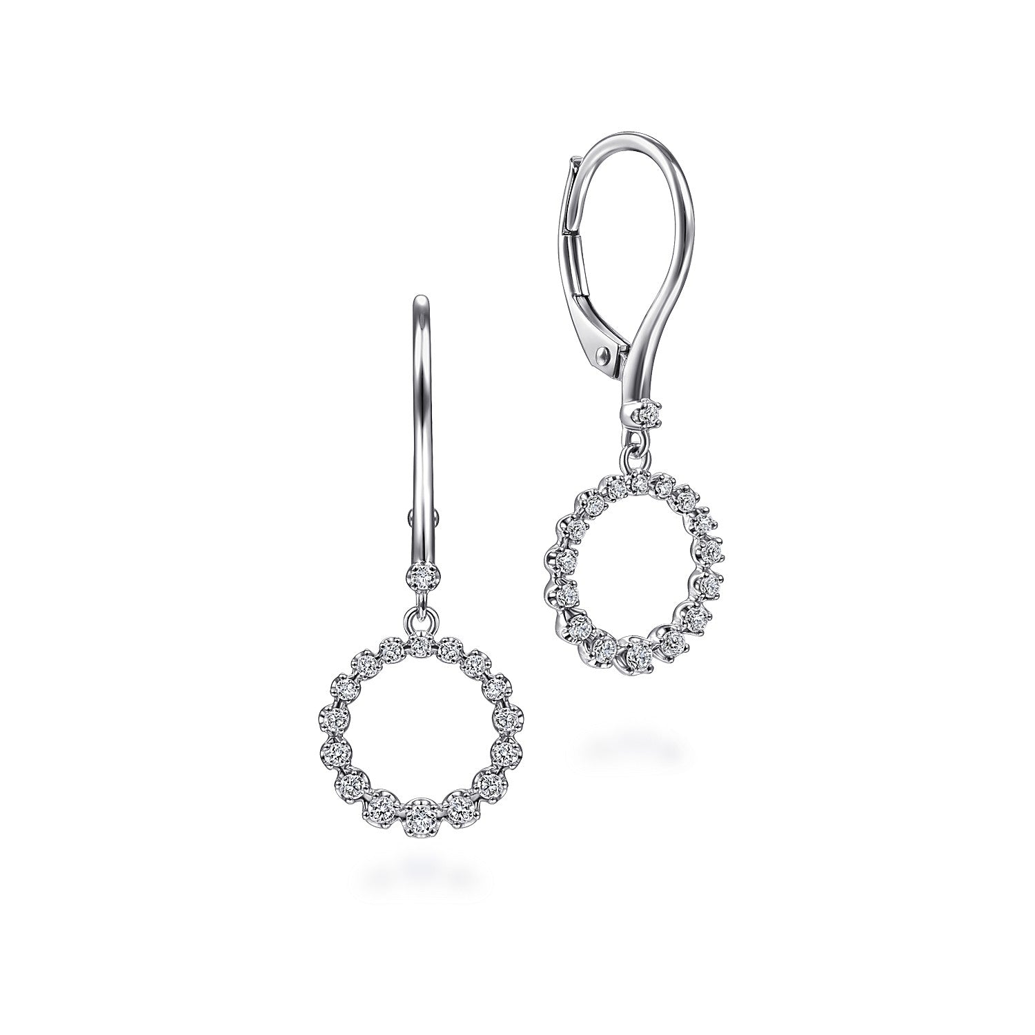 Gabriel & Co 14K White Gold Open Circle Diamond Drop Earrings | EG13849W45JJ