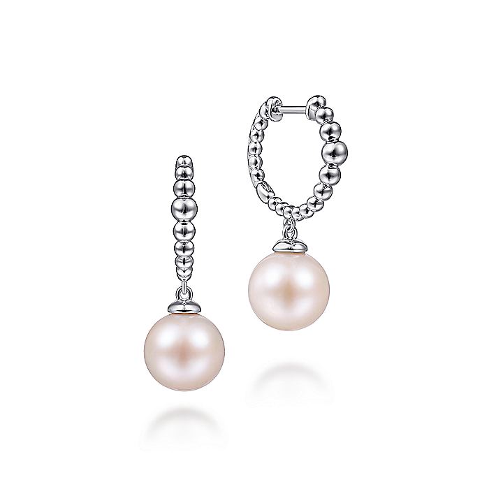 Gabriel & Co Sterling Silver Pearl Drop Huggies | EG14162SVJPL