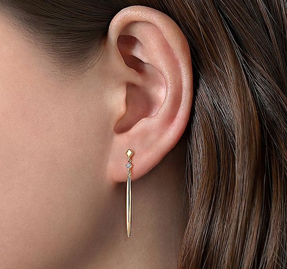 14K Yellow Gold Diamond Stud and Spike Earrings EG14409Y45JJ
