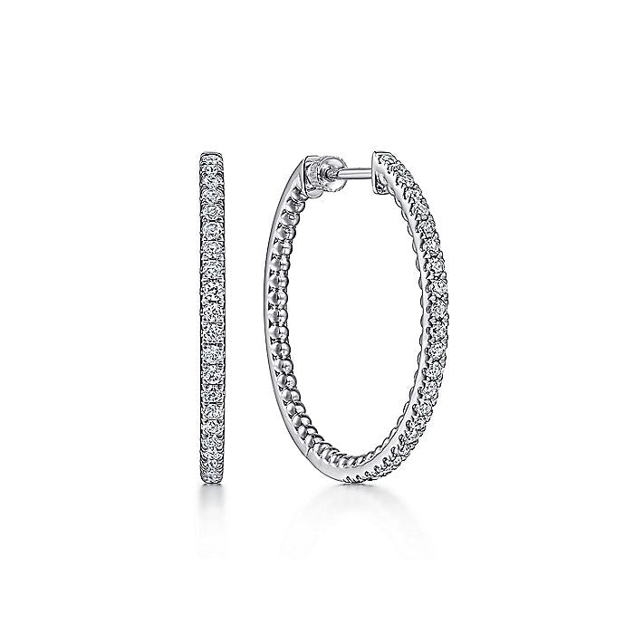 Sterling Silver 30MM White Sapphire Bujukan Classic Hoop Earrings | EG14429SVJWS