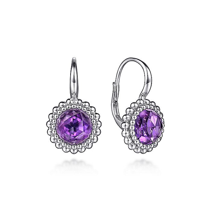 Gabriel & Co 925 Sterling Sliver Amethyst  Round Shape Earrings | EG14645SVJAM