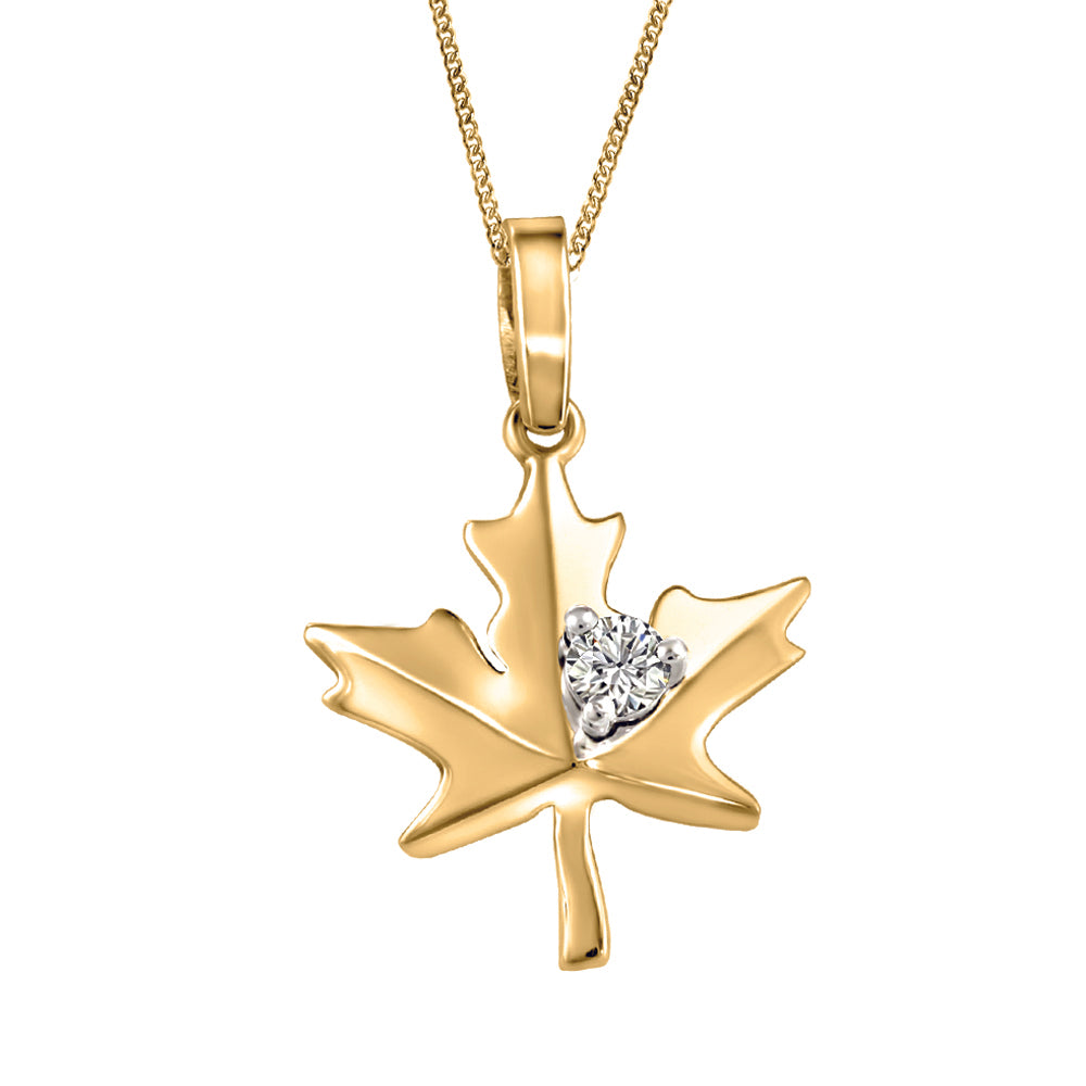 14kt Yellow Gold Leaf Diamond Necklace | FIG1295P06