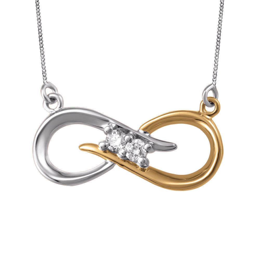 10kt Two Tone Infinity Necklace with Diamonds | 165-00071