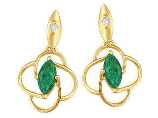 14KT Yellow Gold Floral Emerald Earrings | FIG2099E05