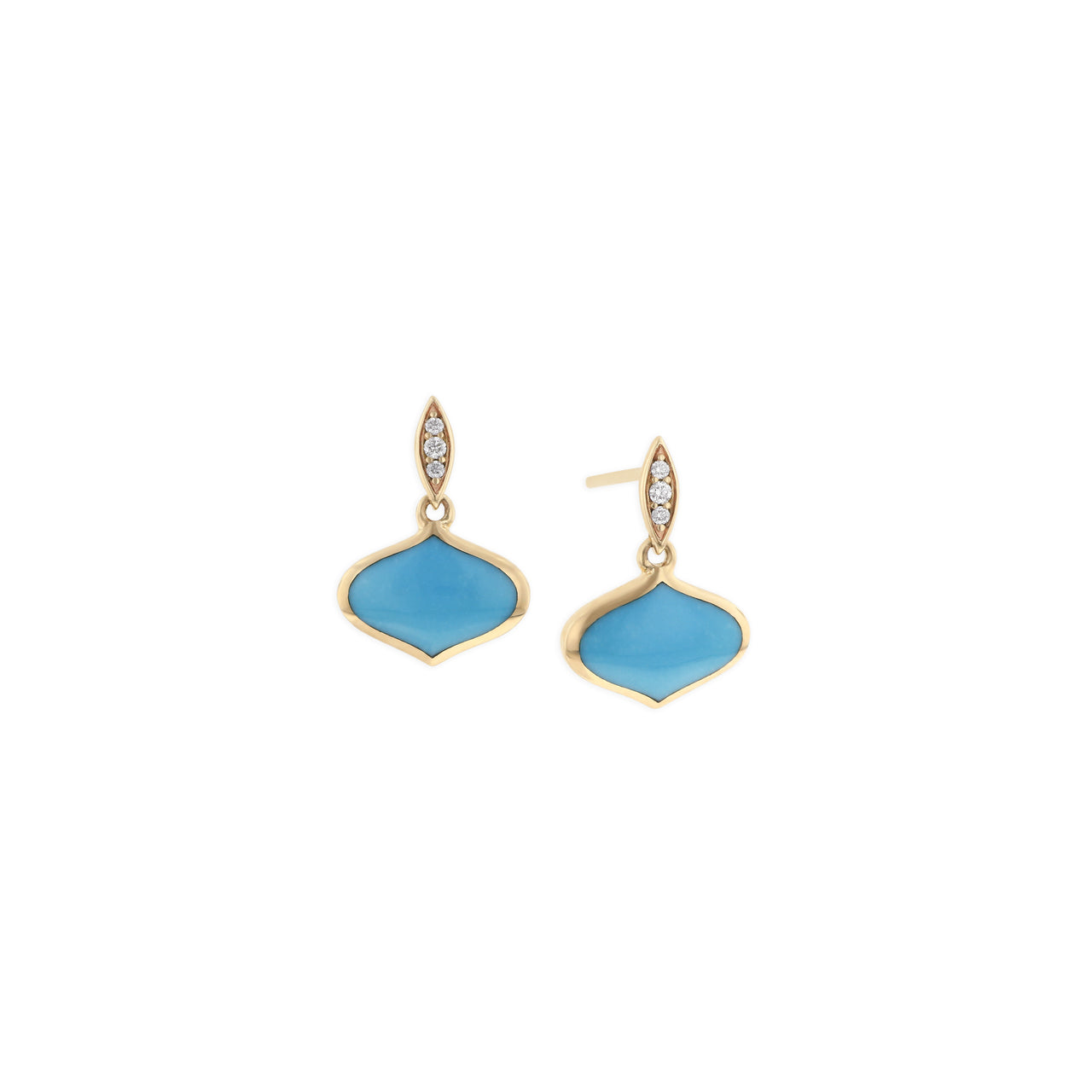 14kt Diamond & turquoise dangle earrings