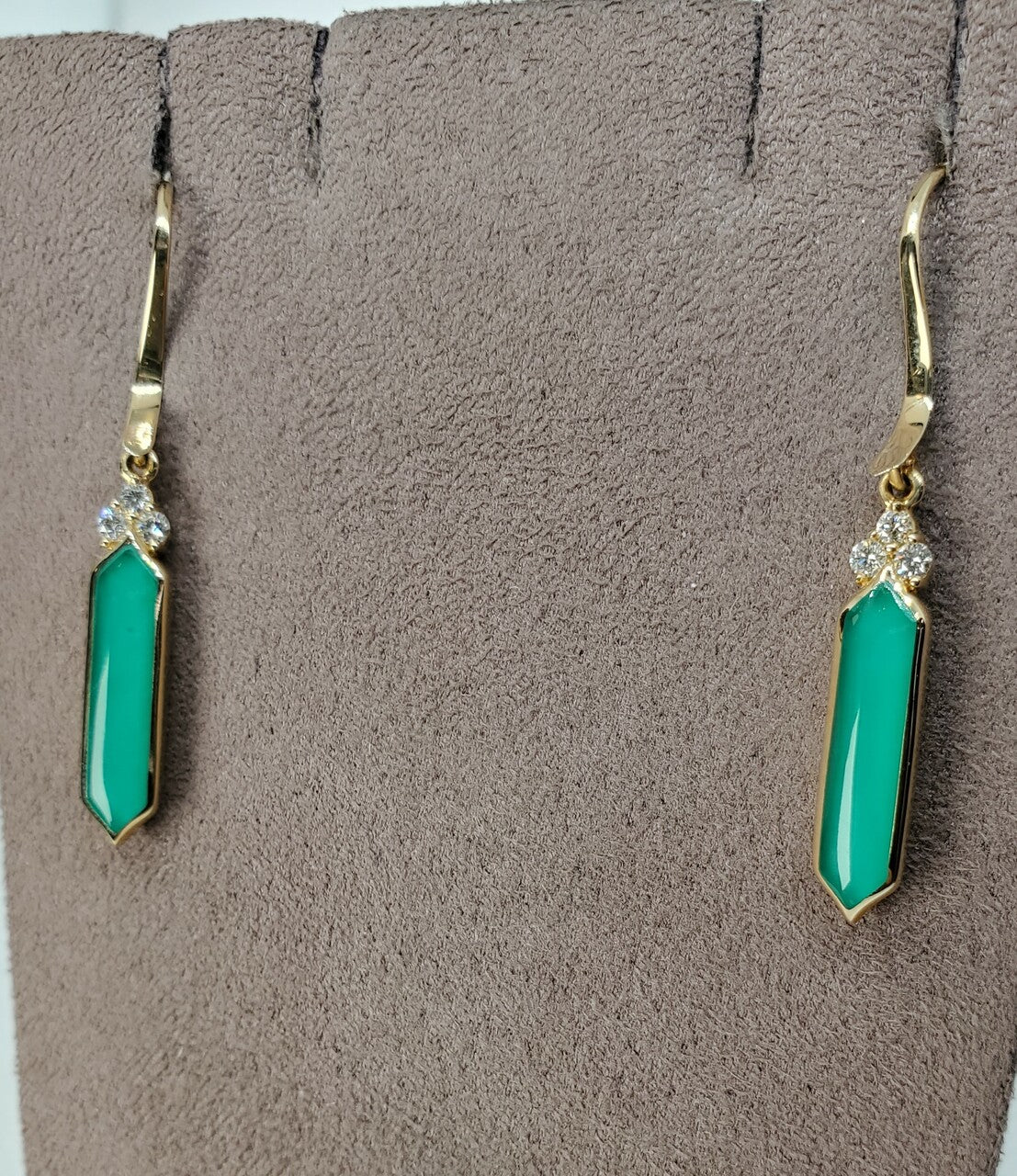 Kabana Chrysoprase Dangle Earrings with Diamonds