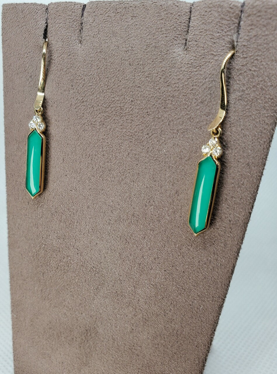 Kabana Chrysoprase Dangle Earrings with Diamonds