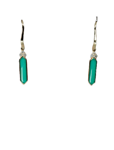 Kabana Chrysoprase Dangle Earrings with Diamonds
