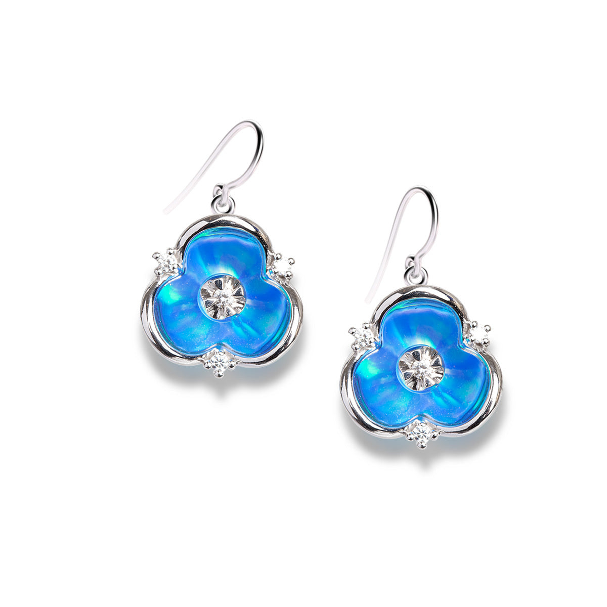 Galatea Blue Illusia Opal & Diamond Earrings