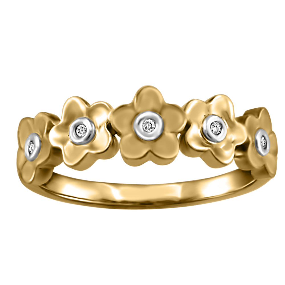 14kt Yellow Gold Floral Diamond Ring |JVJ2048