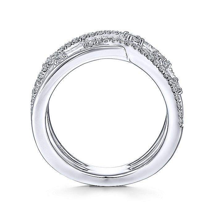 14K White Gold Diamond Criss Cross Ring | LR51661W45JJ