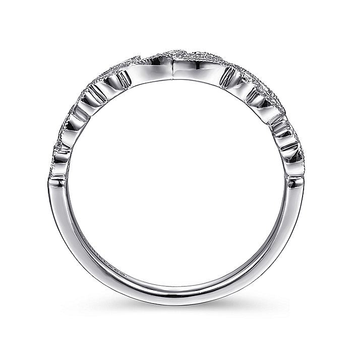 14K White Gold Floral Diamond Stackable Ring | LR51759W45JJ