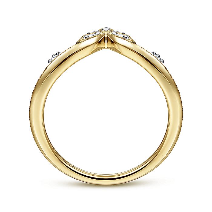 14K Yellow Gold Chevron Diamond Ring | TB4416Y4JJJ