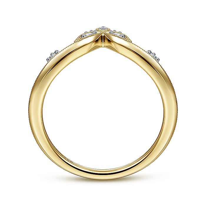 14K Yellow Gold Chevron Diamond Ring | LR51841Y45JJ