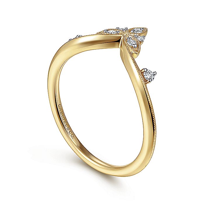 14K Yellow Gold Chevron Diamond Ring | LR51841Y45JJ