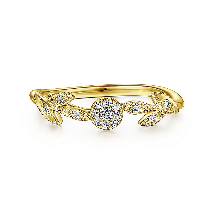 14K Yellow Gold Floral Diamond Stackable Ring | LR51843Y45JJ