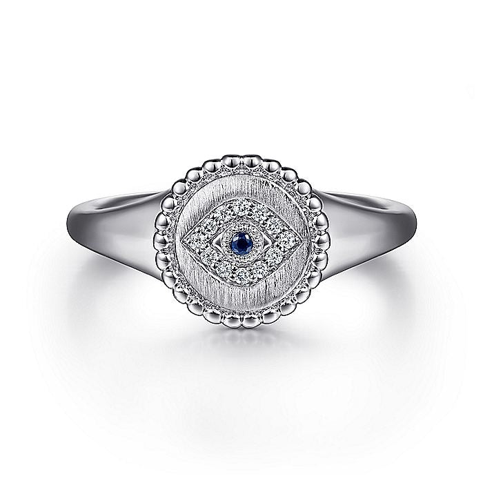 Gabriel & Co Signet Ring Evil Eye | LR52259SV5SB