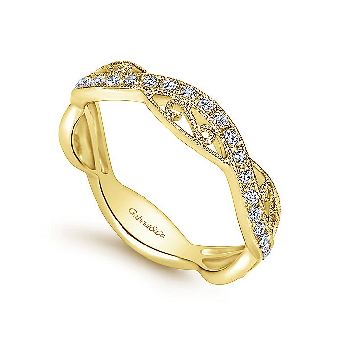14K Yellow Gold Twisted Filigree Diamond Stackable Ring | LR6317Y45JJ