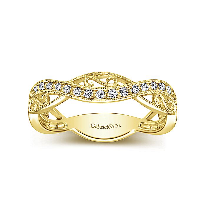 14K Yellow Gold Twisted Filigree Diamond Stackable Ring | LR6317Y45JJ
