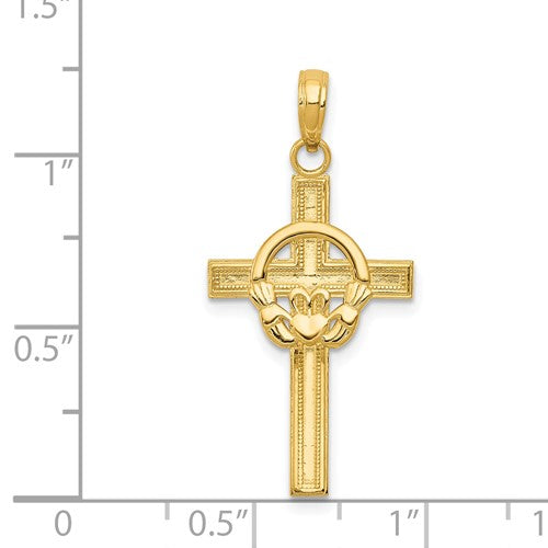 14k Polished Claddagh Cross | M1338