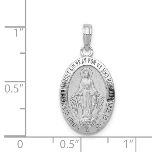 14k White Gold Miraculous Medal Pendant | M1432W