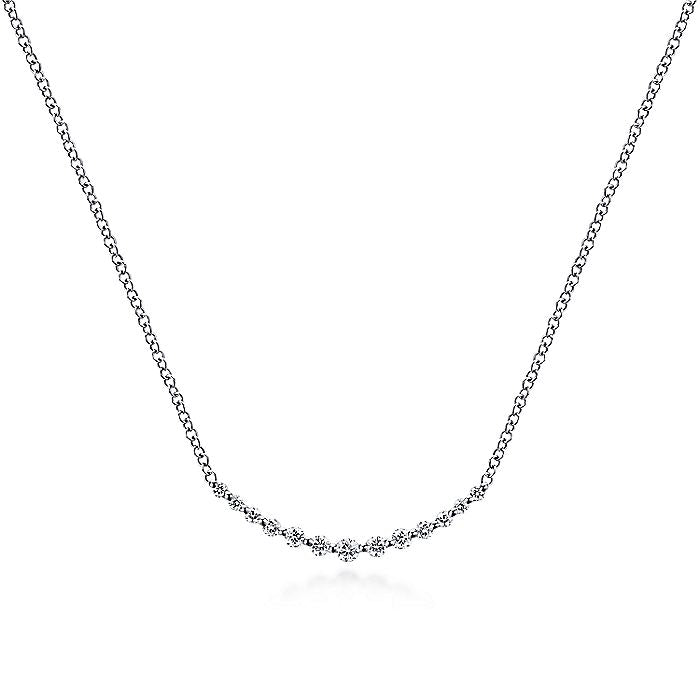 14K White Gold Diamond Curved Bar Necklace | NK4942W45JJ