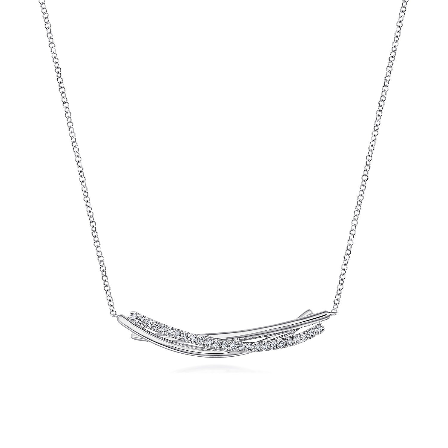 Gabriel & Co 925 Sterling Silver White Sapphire Bar Pendant Necklace | NK5896SVJWS