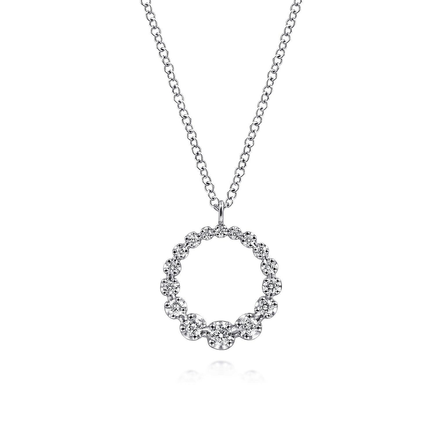 Gabriel & Co 14K White Gold Diamond Circle Pendant Necklace | NK6214W45JJ