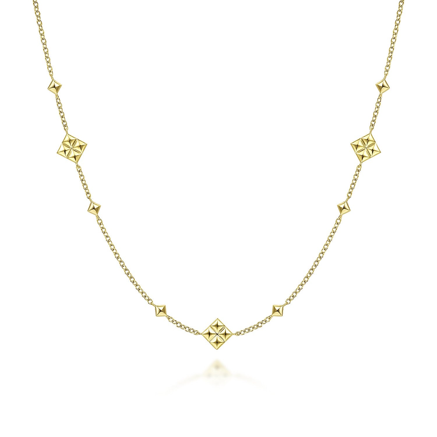 Gabriel & Co 14K Yellow Gold Pyramid Quatrefoil Station Necklace | NK6459Y4JJJ