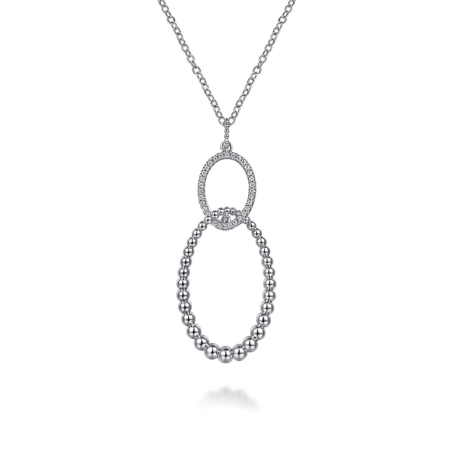 Gabriel & Co 24 inch 925 Sterling Silver White Sapphire Bujukan Pendant Necklace | NK6889-24SVJWS