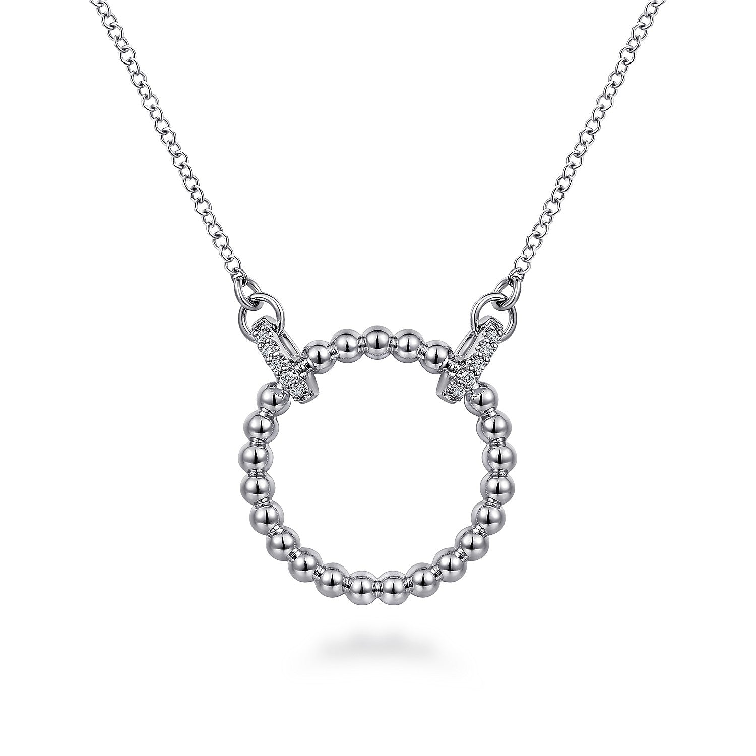 Gabriel & Co 925 Sterling Silver Open Circle Bujukan Pendant Necklace with White Sapphire | NK6895SVJWS