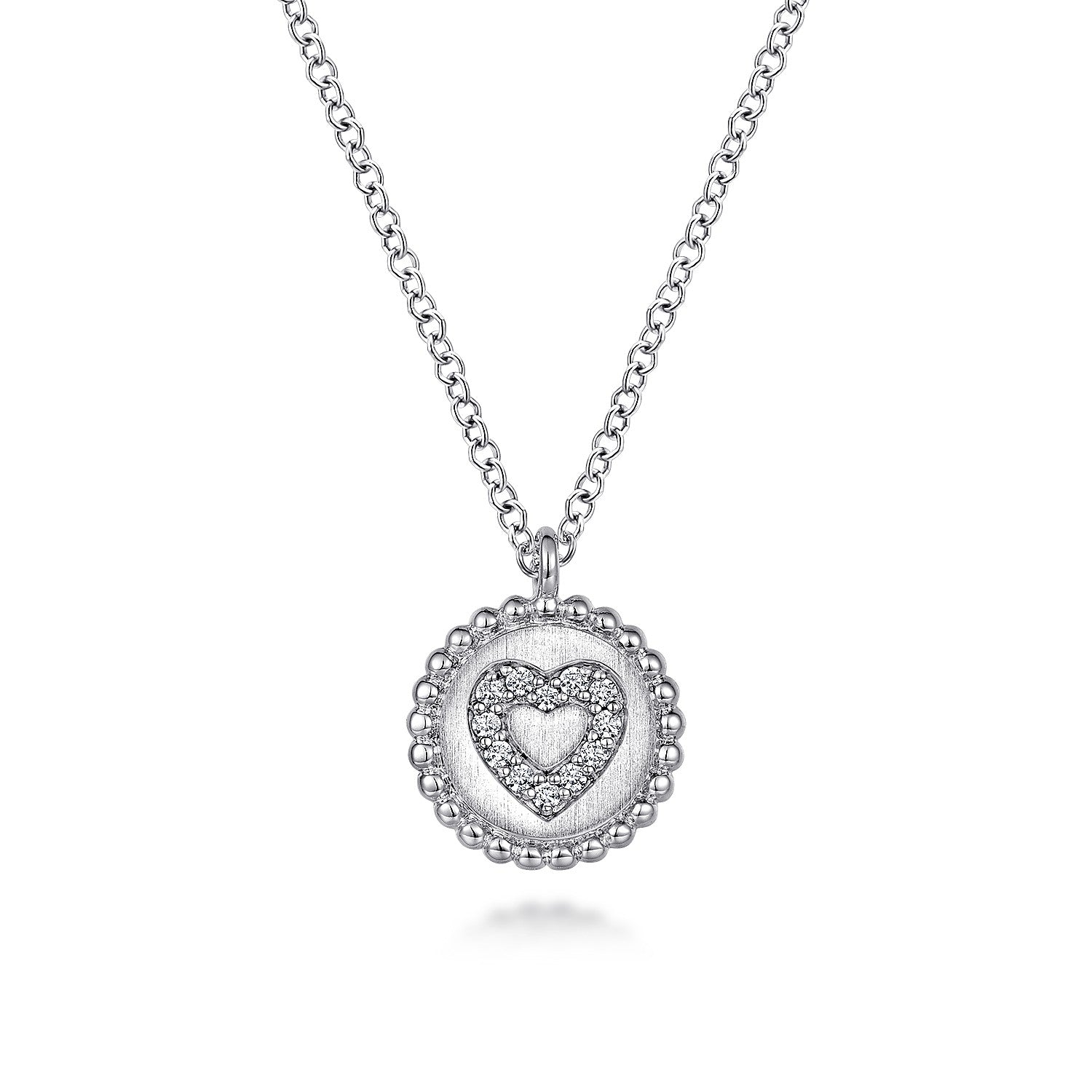 Gabriel & Co 925 Sterling Silver Pendant Necklace with Diamond Heart Center | NK6920SV5JJ