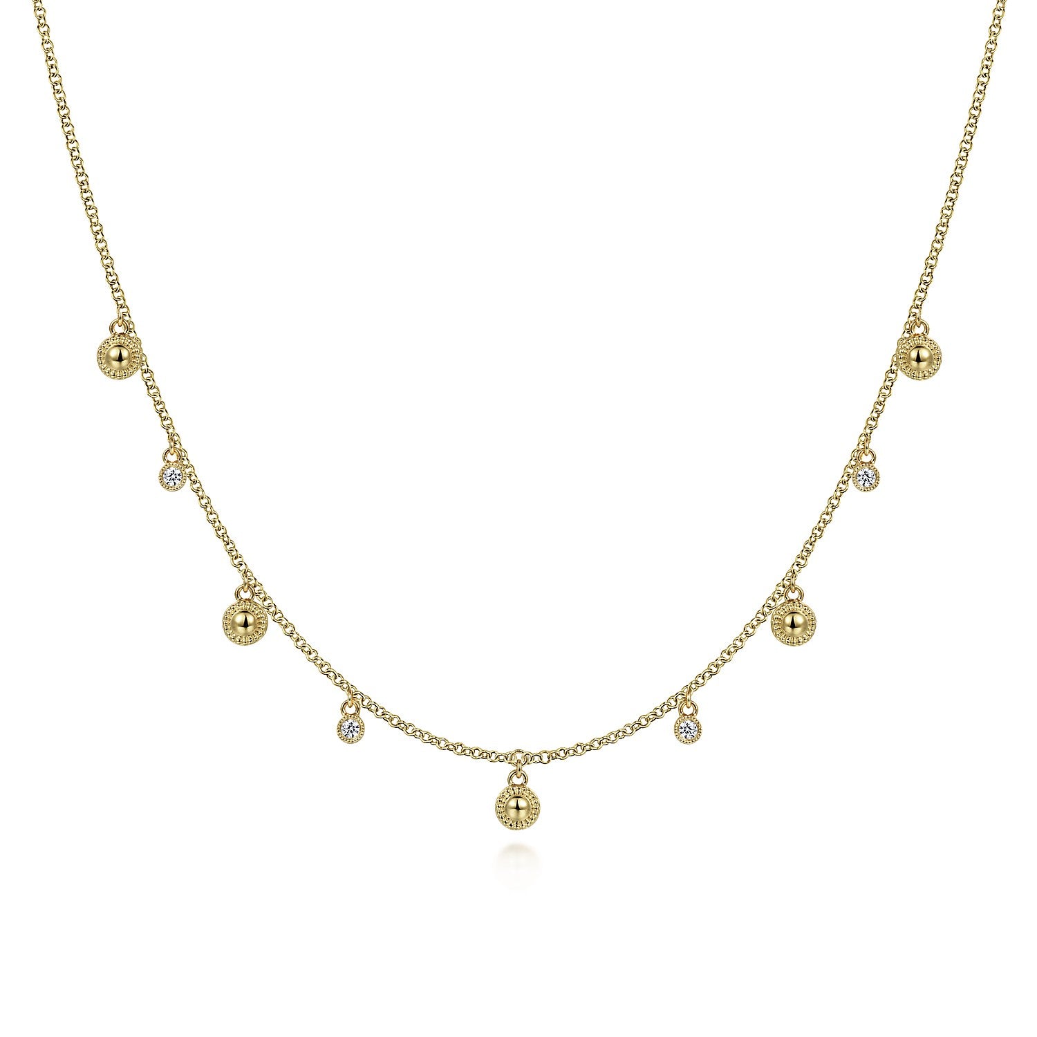 Gabriel & Co 14K Yellow Gold Station Necklace with Drops | NK6943Y45JJ