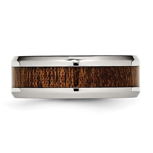 Chisel Stainless Steel Polished with Brown Koa Wood Inlay Enameled