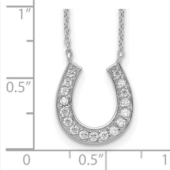 CZ Horseshoe Necklace Sterling Silver |QH777-16