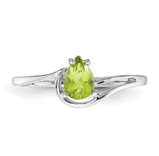 14k White Gold 6x4mm Pear Peridot ring | Y4627PE