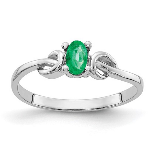 14k White Gold 5x3mm Oval Emerald ring