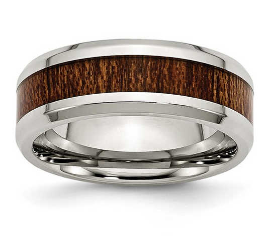 Chisel Stainless Steel Polished with Brown Koa Wood Inlay  | SR403