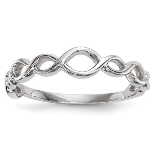 14k White Gold Polished Twisted Loops Ring | R613