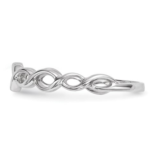 14k White Gold Polished Twisted Loops Ring | R613