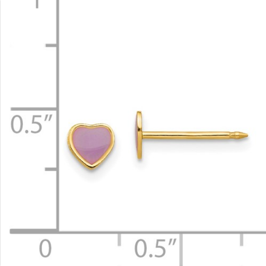 14k Epoxy Fill Purple Heart Earrings | 843E