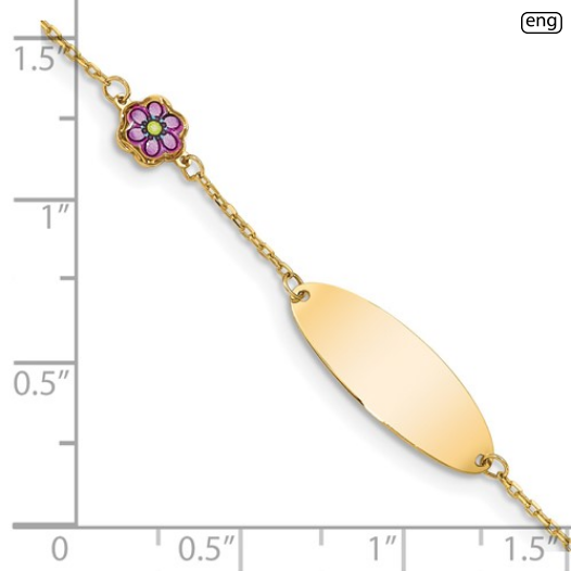 14K Children's Enamel Flower ID Bracelet