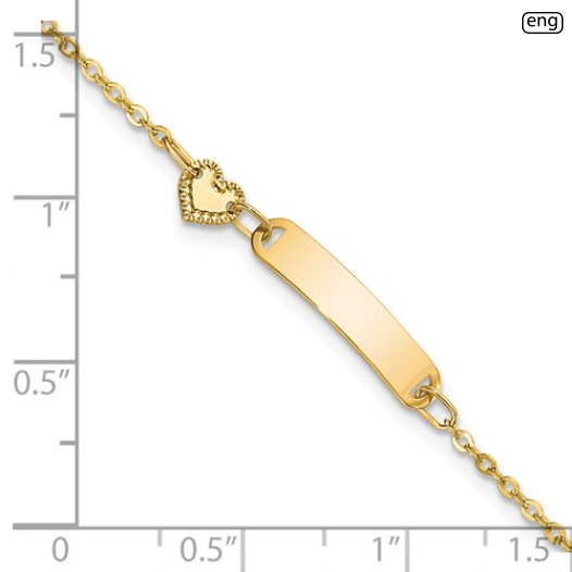 14K Polished ID with Heart Childrens Bracelet